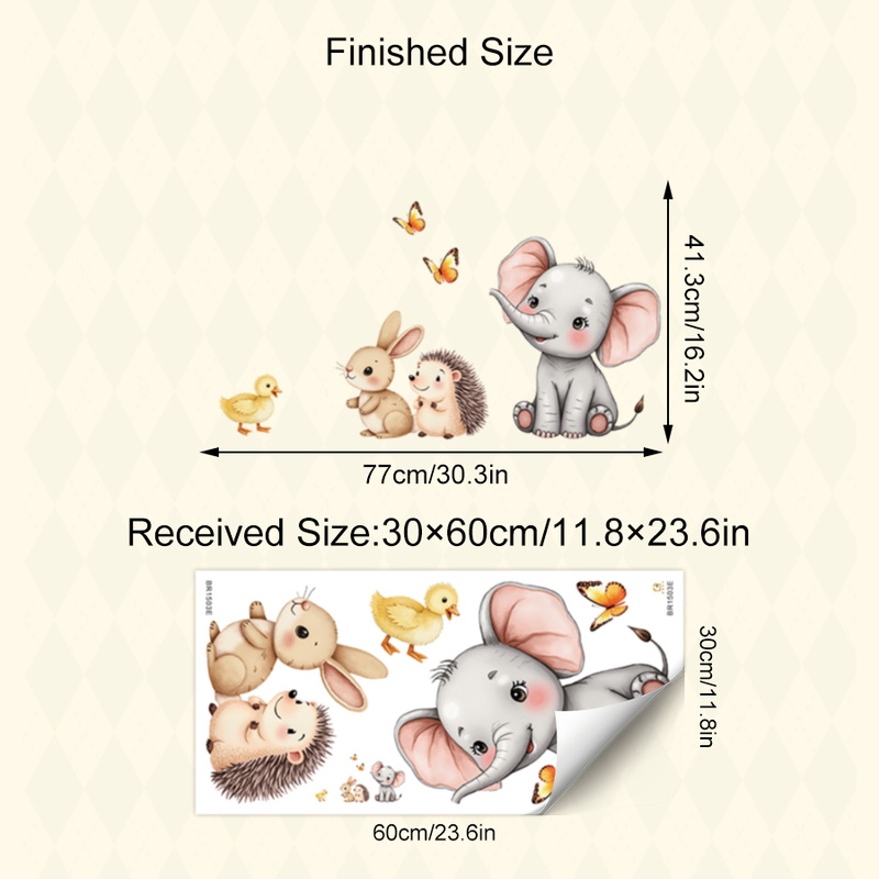 Cartoon Animal Wall Sticker -  - Home Improvement Kids recension och pris